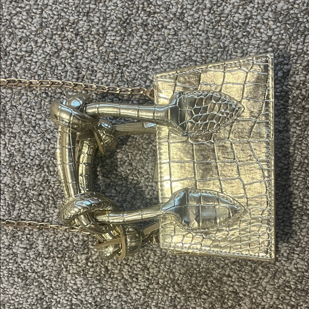 Chic Gold Croc-Embossed Mini Bag